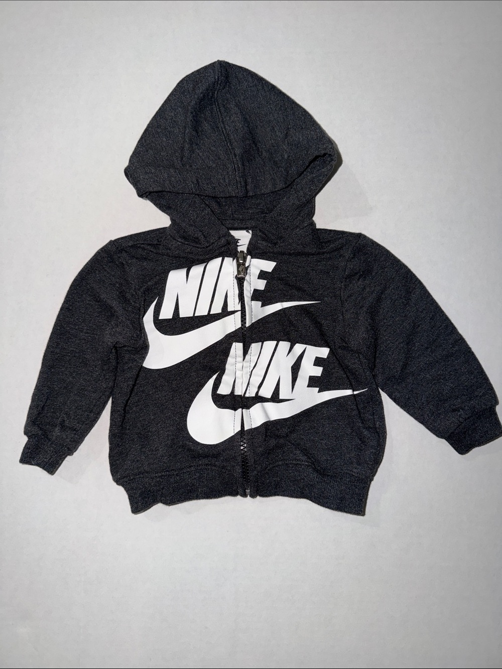 Nike Black Kids Zip Hoodie with White Nike Logos